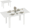 Tavolo da pranzo HOMCOM, MDF, acciaio, Bianco, trasformabile, allungabile, pieghevole, per sala da pranzo e cucina