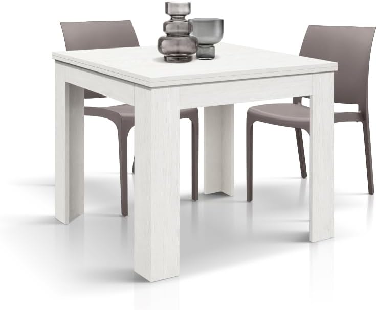 Tavolo allungabile KONTE.DESIGN, 90 × 90 × 79 cm, Bianco, per sala da pranzo e cucina