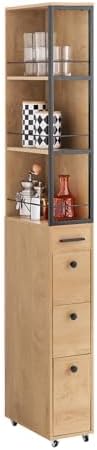 Carrello da cucina SoBuy, 40 × 20 × 170 cm, MDF, con ruote, per sala da pranzo e cucina