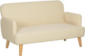 Divano HOMCOM, 2 posti, 140 × 74 × 79 cm, legno, velluto, Crema, con braccioli, imbottito, per soggiorno