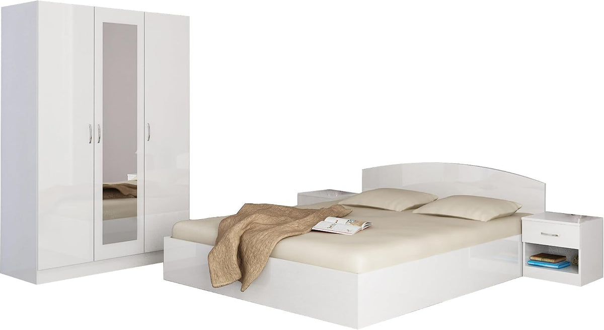 Letto contenitore ARREDO DA CASA CMG41, 3 ante, matrimoniale, 160 × 200 cm, Bianco, con contenitore, per camera da letto