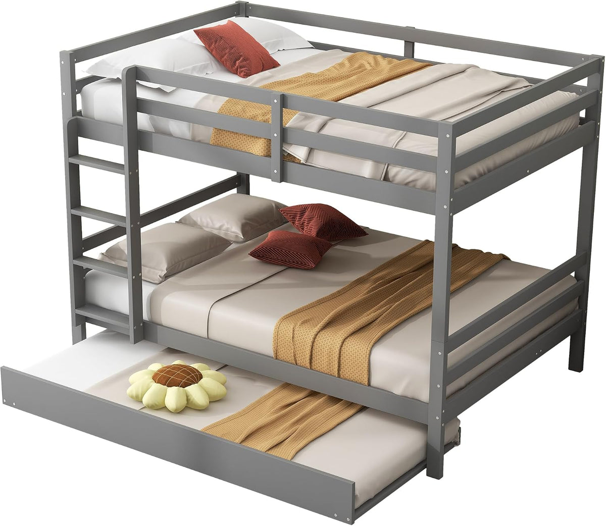 Letto a castello Azkoeesy, 204,5 × 145 × 150 cm, misura 140 × 200, legno, Grigio, allungabile, per camera da letto