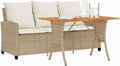 Divano, 3 posti, rattan, Beige, con cuscino, per giardino e terrazzo