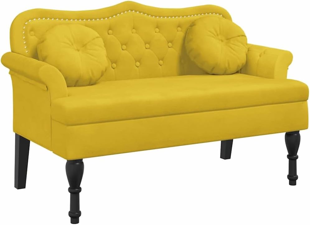 Panca vidaXL, 120,5 × 65 × 75 cm, velluto, Giallo, con braccioli