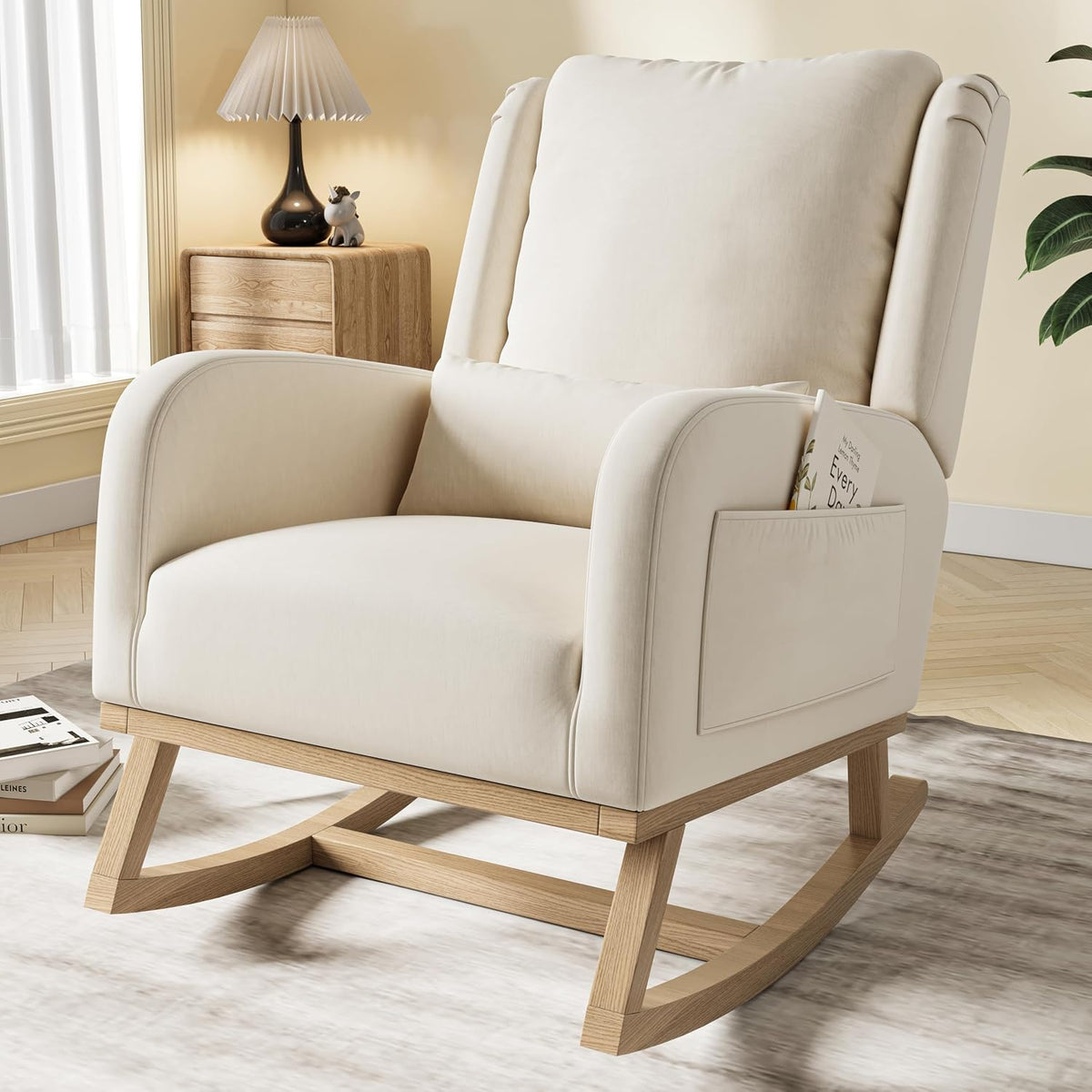Poltrona MIOOSUT, lino, tessuto, Beige, per soggiorno