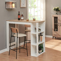 Tavolo da bar en.casa, 3 ripiani, 120 × 60 × 106 cm, Bianco e rovere, per sala da pranzo e cucina