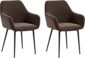 Sedia HOMCOM, 2 sedie, 54 × 57 × 80 cm, acciaio, velluto, Marrone, con braccioli, imbottita, per sala da pranzo e cucina