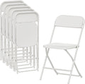 Sedia HOMCOM, 6 sedie, 45 × 49 × 79,5 cm, acciaio, plastica, Bianco, pieghevole, con poggiapiedi