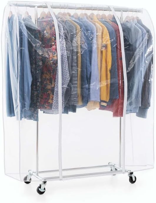 Armadio Tatkraft, 120 × 160 × 60 cm, tessuto, regolabile, allungabile, con ruote, Stand Appendiabiti con Copertura