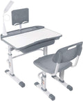 Set scrivania e sedia per bambini Yinleader, con sedia, Grigio, regolabile, supporto per libri, per scrivere