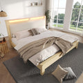 Letto REXO, matrimoniale, 160 × 200 cm, legno, velluto, Rovere, con rete a doghe, con illuminazione LED, imbottito, per camera da letto