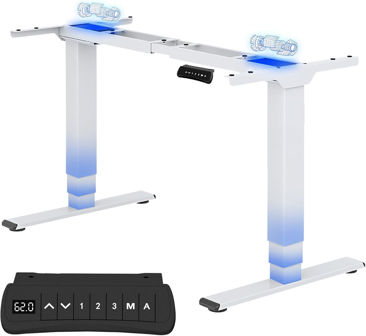 Scrivania FLEXISPOT EC5, altezza regolabile 62-127 cm, acciaio, Bianco, elettrica, per ufficio