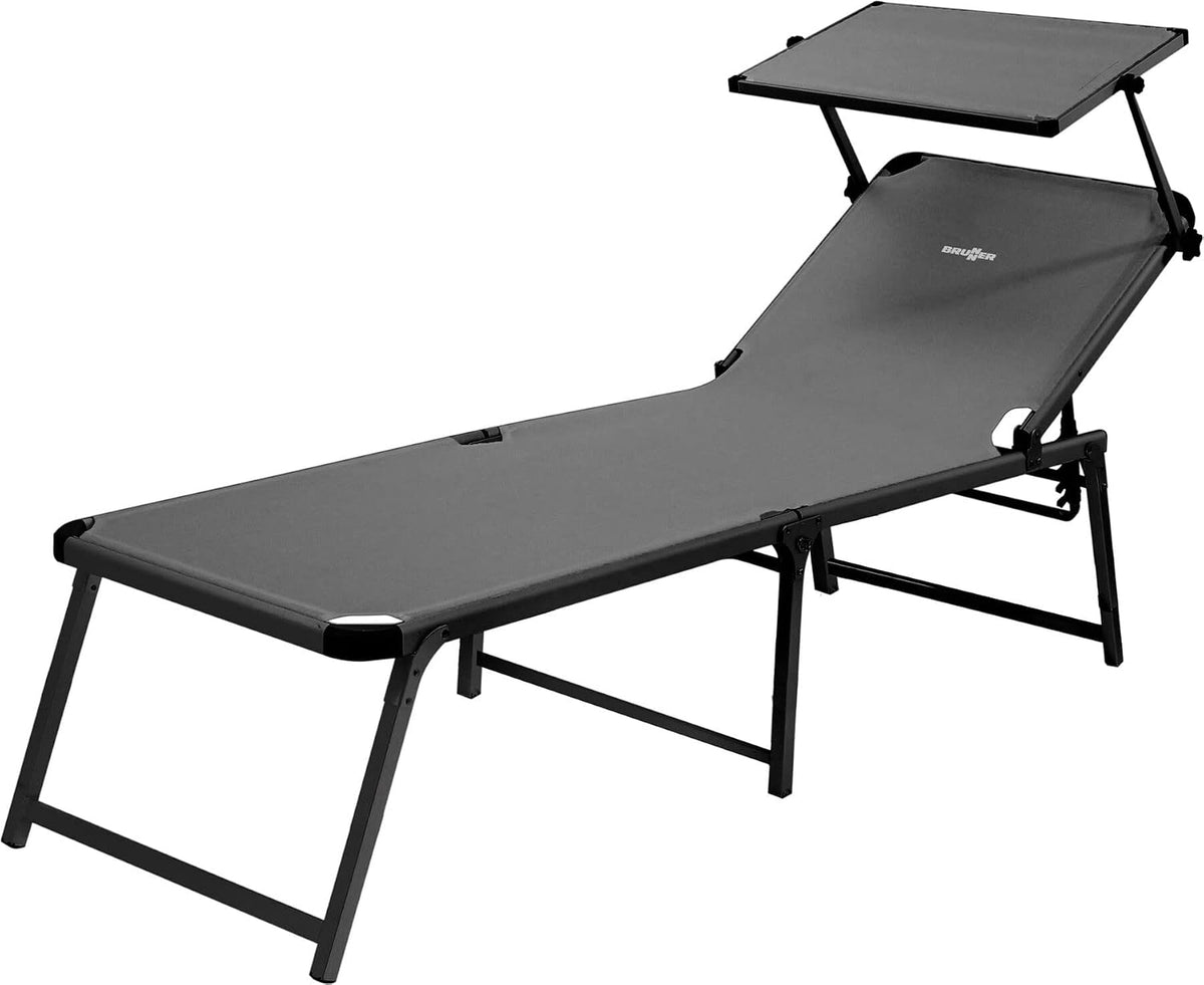 Lettino prendisole BRUNNER 0410022N.C06 H48, 198 × 64 × 48 cm, 84 × 12 × 72 cm, tessuto, Nero e grigio, reclinabile, regolabile, pieghevole