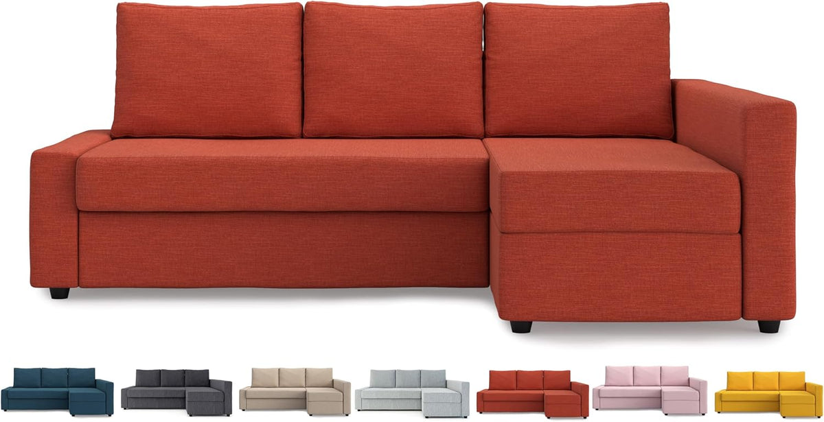 Fodera copridivano MASTERS OF COVERS, 68 × 115 cm, tessuto, Arancione, con braccioli, per soggiorno