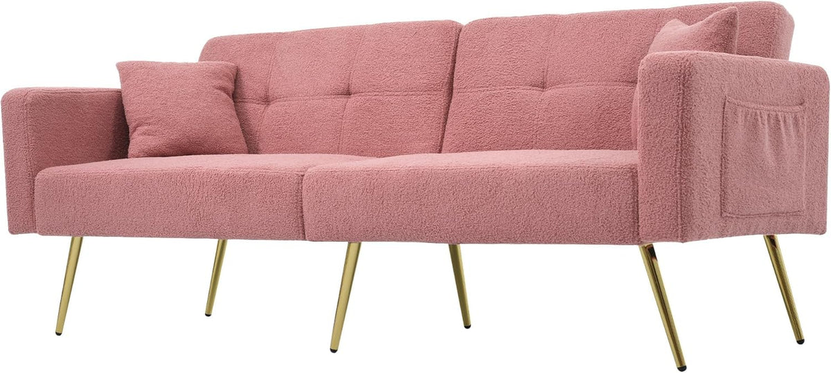 Divano letto Azkoeesy, 2 posti, 175 × 64 × 72 cm, tessuto, Rosa, con funzione letto, regolabile, per soggiorno