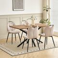 Set da pranzo GrandCA HOME, 5 pezzi, 140 × 78 × 77 cm, 44 × 46 × 86 cm, legno, lino, Beige, per sala da pranzo e cucina