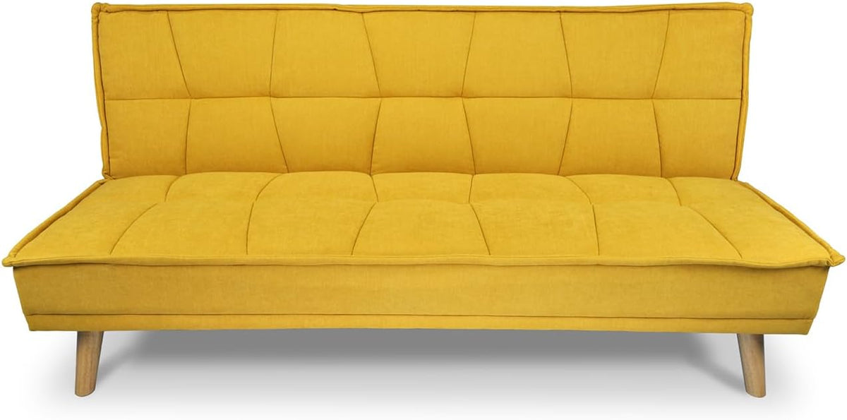 Divano letto SAMIRA, 3 posti, 180 × 106 cm, tessuto, Giallo, con funzione letto, per soggiorno