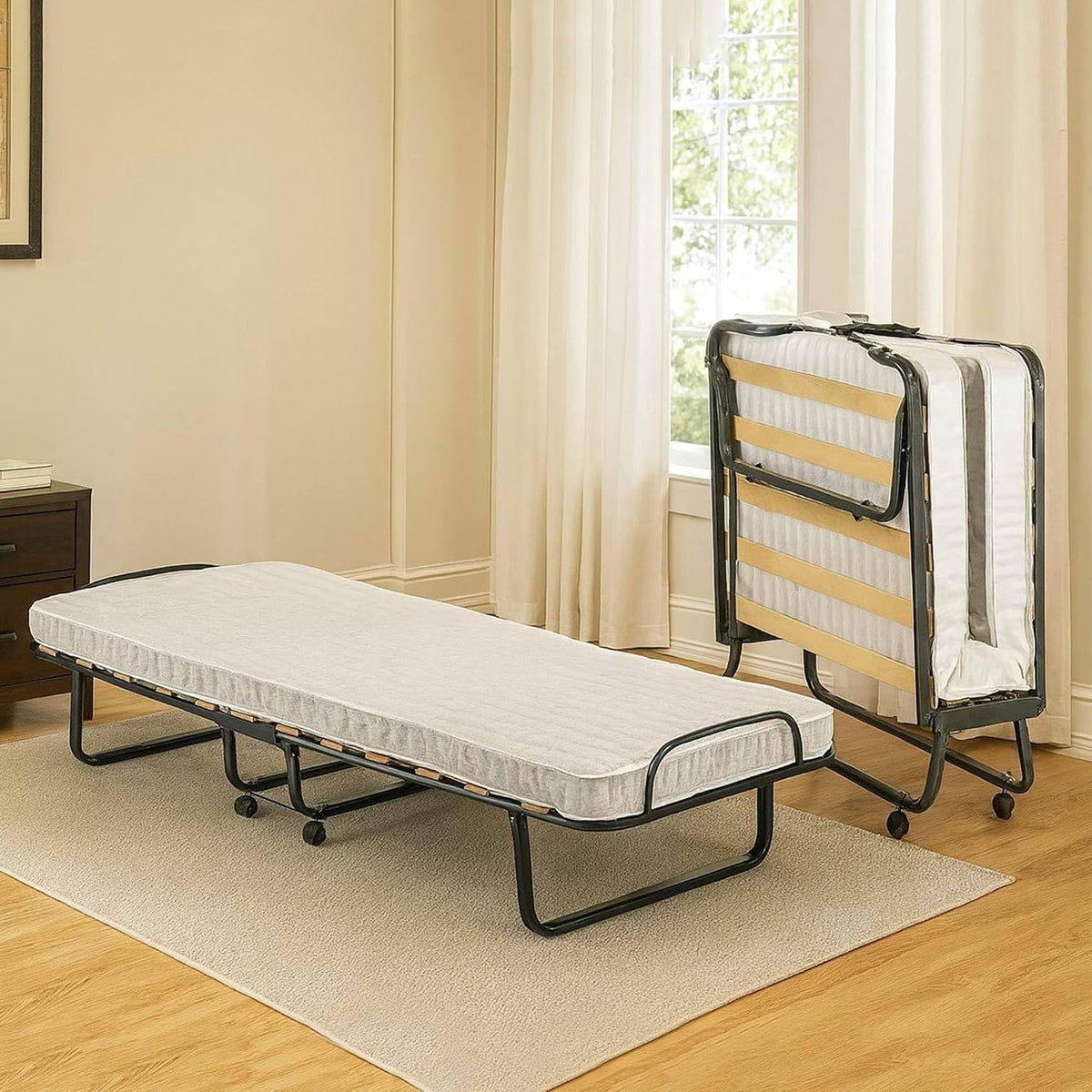 Letto Talamo Italia, 12 doghe, legno, metallo, Bianco, pieghevole, con rete a doghe, per camera da letto