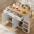 Isola da cucina Huayz, 2 cassetti, 129 × 71 × 91,5cm, Bianco, per sala da pranzo e cucina
