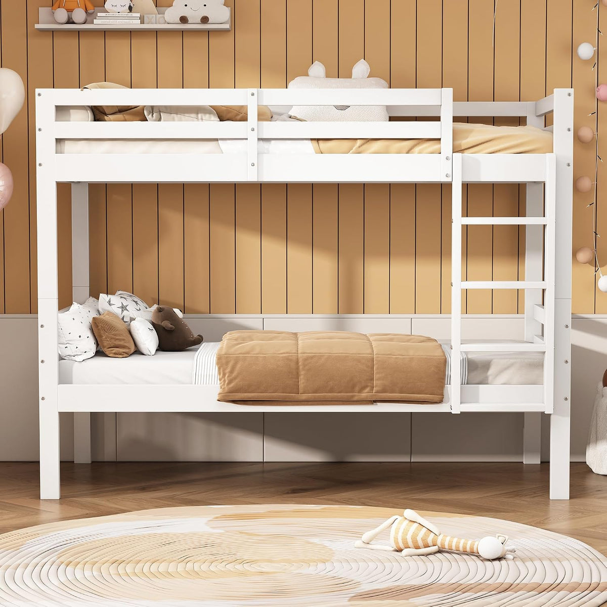 Letto a castello REXO, 90 × 200 cm, legno, Bianco, per camera da letto, Letto a Castello per Bambini REXO