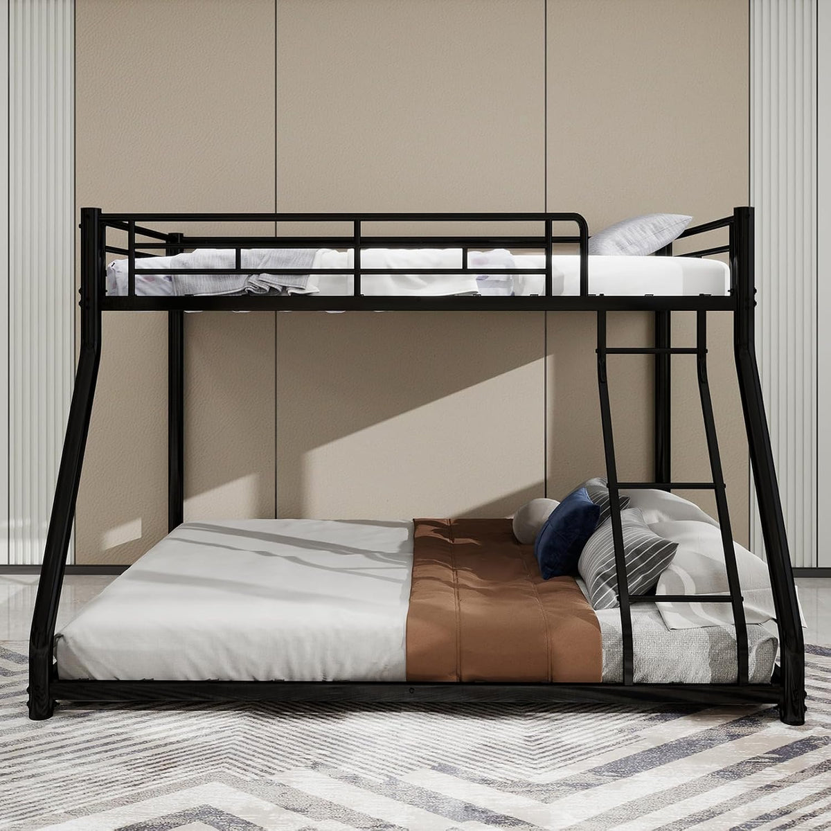 Letto a castello Lubvtti, 140 × 190 cm, metallo, Nero, per camera da letto