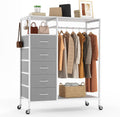 Appendiabiti HOKEEPER, 5 cassetti, 101 × 33,5 × 110,6 cm, acciaio, tessuto, Grigio, per camera da letto