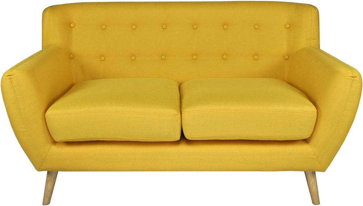 Divano SAMIRA, 2 posti, 116 × 60 cm, tessuto, Giallo, sfoderabile, per soggiorno