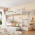 Letto a castello Dolamaní, 90 × 200 cm, legno, MDF, Bianco, allungabile, per camera da letto