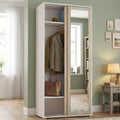 Armadio guardaroba Dmora, 2 ante, 2 ripiani, 45 × 195 cm, Rovere, regolabile, con ante scorrevoli, per camera da letto