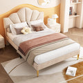 Letto Goldicoo, matrimoniale, 140 × 190 cm, legno, metallo, Beige, regolabile, con rete a doghe, imbottito, per camera da letto