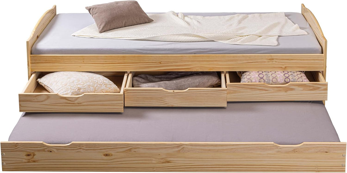 Letto Inter Link, 90 × 200cm, legno massello, con rete a doghe, per camera da letto