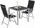 Tavolo LIFERUN, 3 pezzi, 107 × 65 × 52 cm, 75 × 75 × 72 cm, legno, alluminio, pieghevole, per giardino e terrazzo