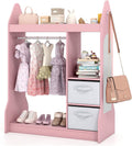 Armadio guardaroba COSTWAY, 81 × 38 × 107 cm, tessuto, Rosa, con contenitore, pieghevole, per camera da letto