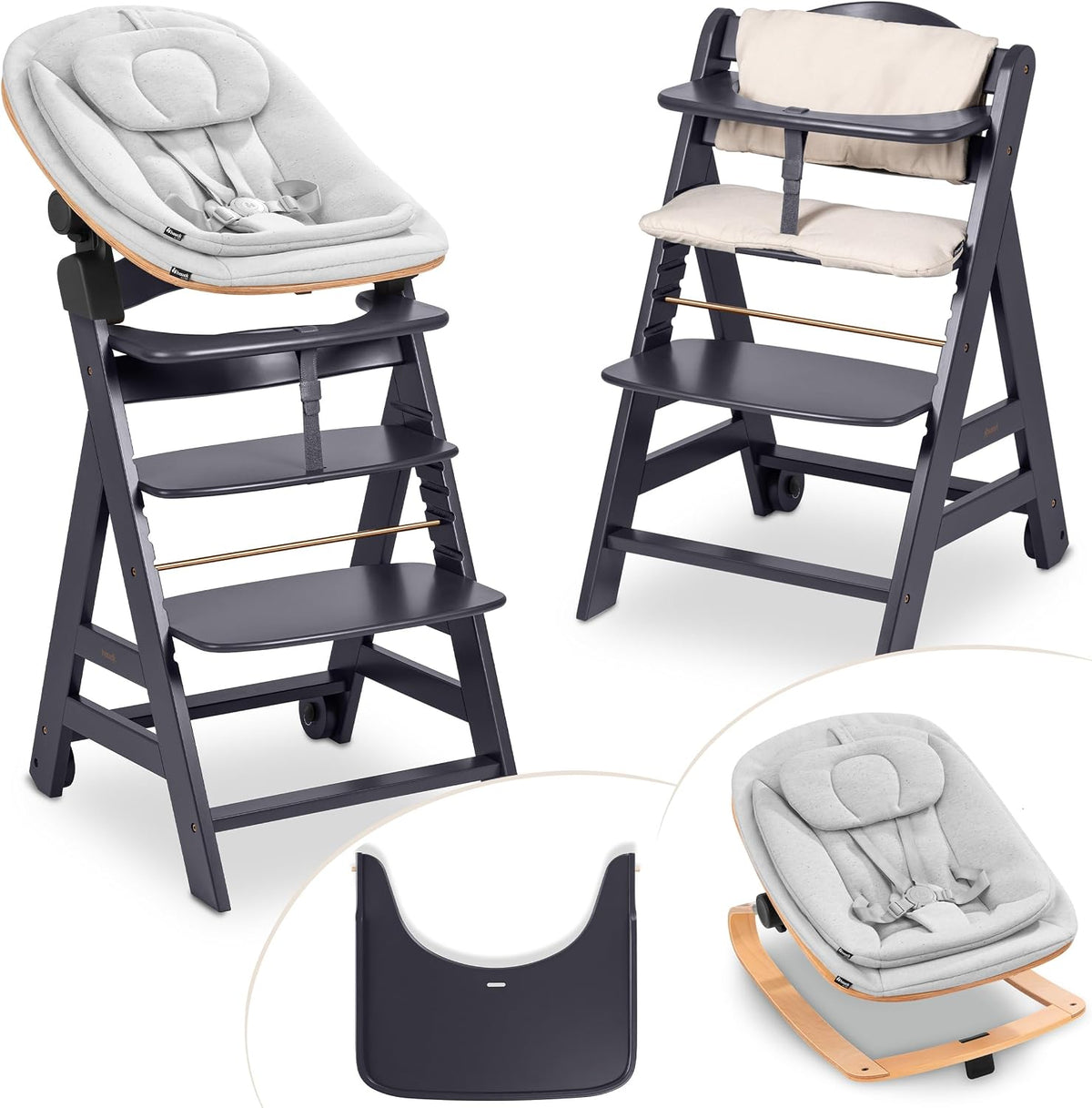 Seggiolone hauck, legno, Grigio scuro, regolabile