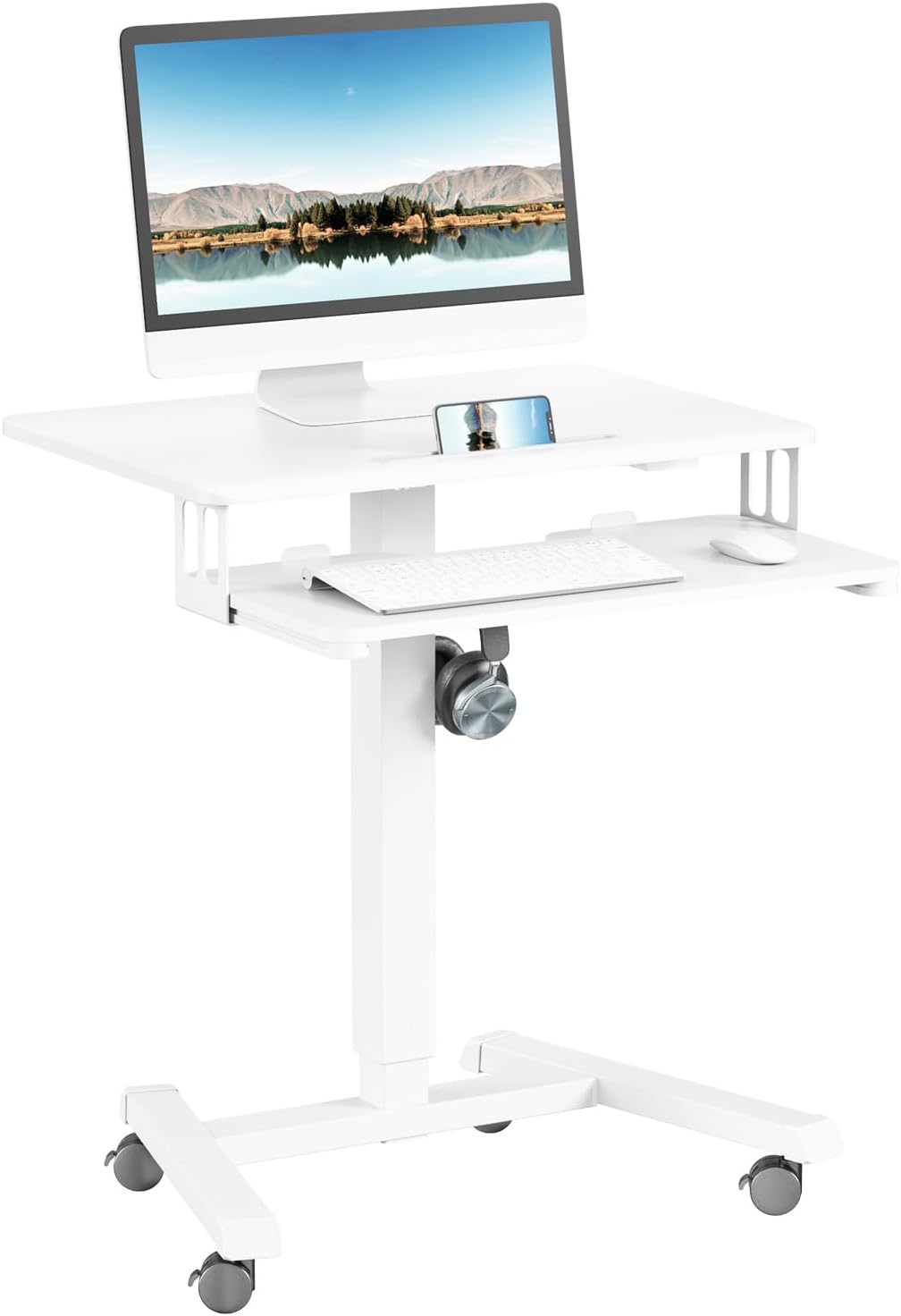 Scrivania ERGOMAKER, 65 × 45 cm, altezza regolabile 73-113 cm, Bianco, per ufficio