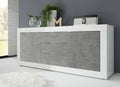 Credenza Web Convenienza, 2 ante, 3 cassetti, 210 × 86 × 43 cm, legno massello, Bianco, con contenitore, per soggiorno e sala da pranzo