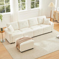 Divano NuvlaGu, 4 posti, 146 × 85 cm, velluto, tessuto, Beige, regolabile, con poggiapiedi, per soggiorno