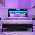 Struttura letto VERFARM, matrimoniale, metallo, con illuminazione LED, con porta USB, imbottita, per camera da letto