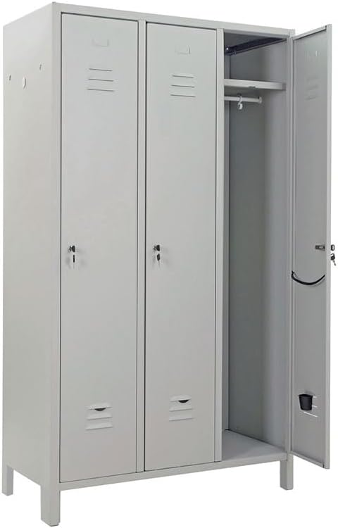 Armadio eacommerce, 3 posti, 100 × 35 × 180 cm, metallo, Grigio