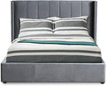 Letto contenitore Menzzo, matrimoniale, 190 × 217 × 110 cm, velluto, Grigio, con rete a doghe, imbottito, per camera da letto