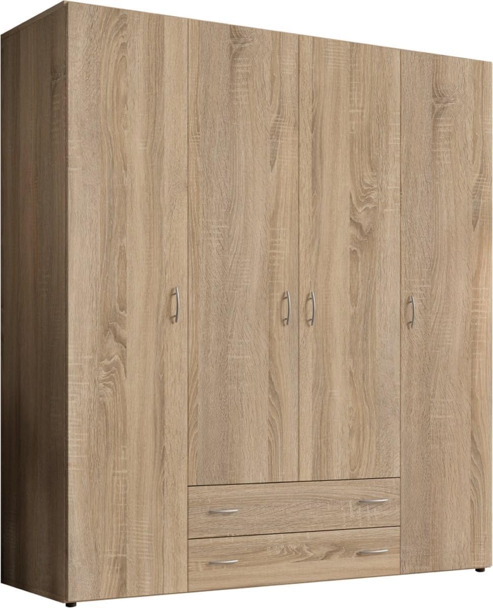 Armadio Stella Trading, 160 × 177 × 52 cm, Rovere, Armadio classico in 3 diverse dimensioni