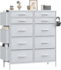 Cassettiera Feonase, 10 cassetti, MDF, metallo, Bianco, per soggiorno e camera da letto