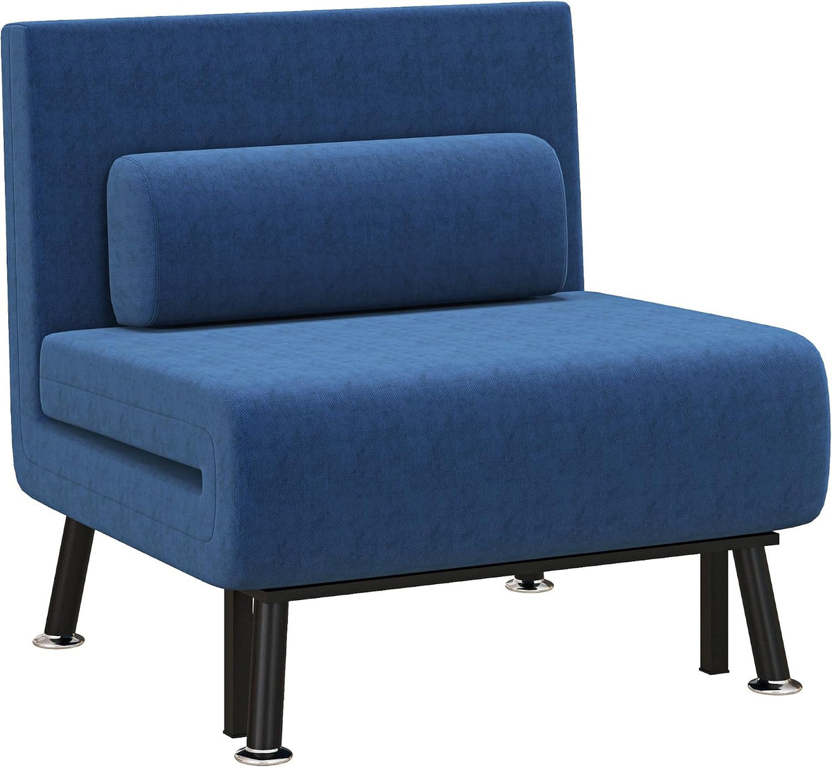 Poltrona letto HOMCOM, singolo, 3 in 1, 75 × 70 × 75cm, lino, tessuto, Blu scuro, reclinabile, regolabile, per soggiorno