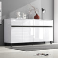 Credenza Azkoeesy, 4 cassetti, 160 × 40 × 68 cm, Bianco, regolabile, per soggiorno e sala da pranzo