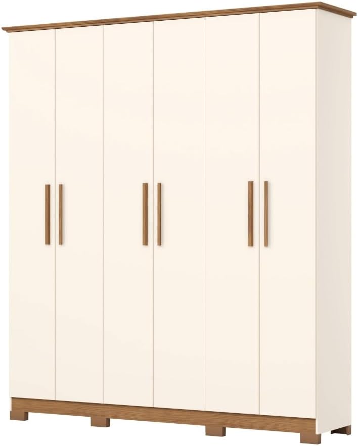 Armadio guardaroba Befara, 6 ante, 61,4 × 35 cm, 61,4 × 31,2 cm, MDF, tessuto, Crema, per camera da letto
