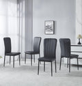 Sedia Hallowood Furniture, 4 sedie, 96 × 42 × 56 cm, metallo, similpelle, Nero, imbottita