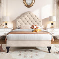 Letto MAMAINI, singolo, 90 × 200 cm, legno, velluto, Beige, regolabile, con rete a doghe, imbottito, per camera da letto