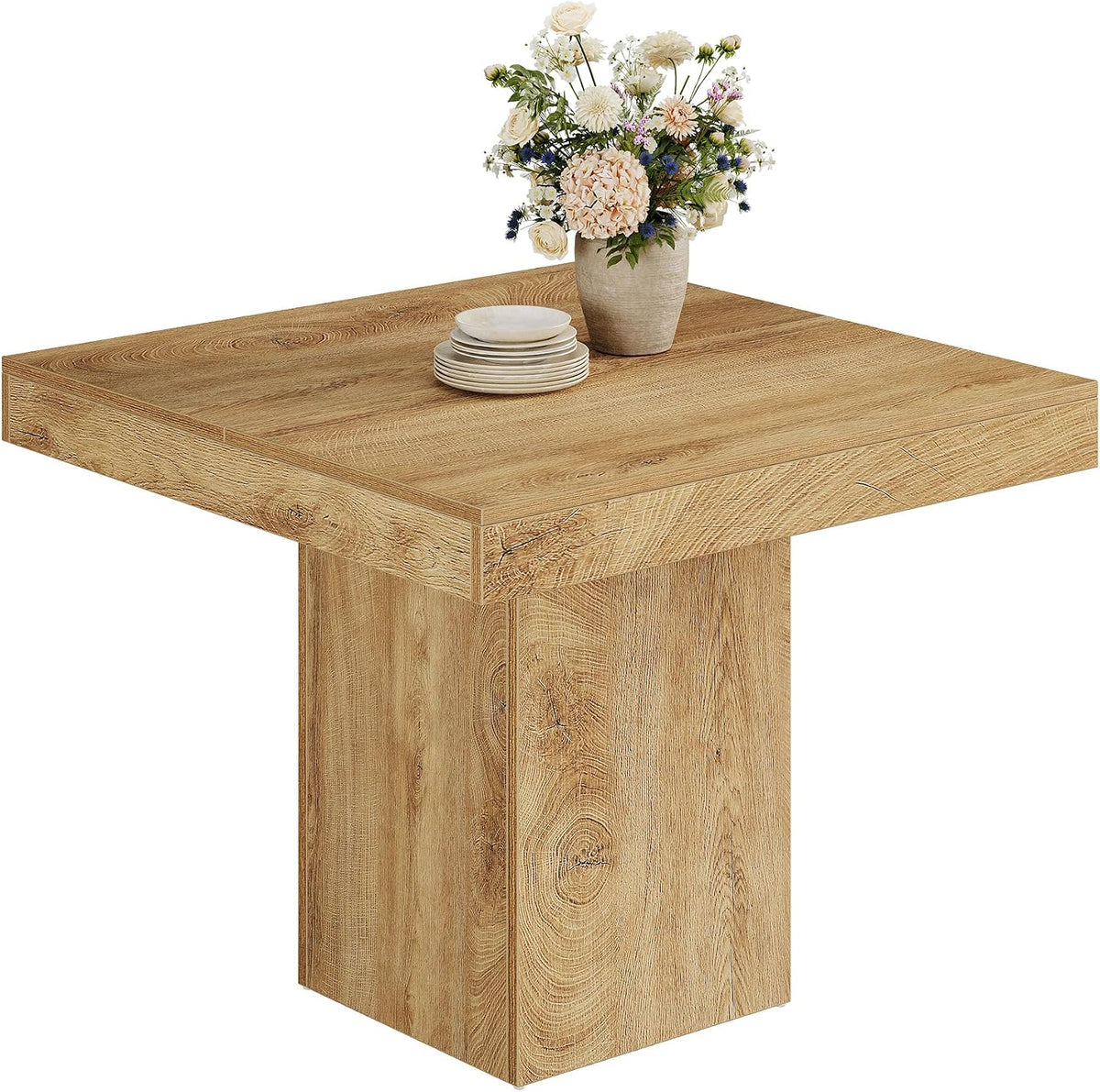 Tavolo da pranzo Tribesigns, 100 × 100 × 80 cm, legno, Marrone, per sala da pranzo e cucina