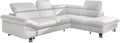 Divano angolare Mivano, 266 × 73 × 214 cm, similpelle, Bianco, regolabile, con poggiatesta, imbottito, per soggiorno