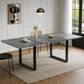 Tavolo da pranzo Wiuzo, 220 × 80 × 75 cm, metallo, Grigio, allungabile, per sala da pranzo e cucina